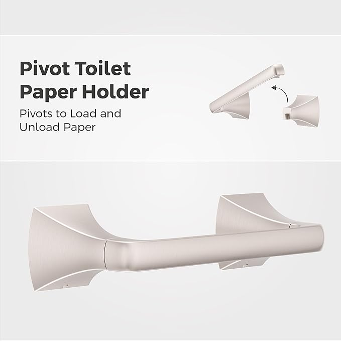 Pfister Bruxie 3-Piece Bathroom Hardware Set with Towel Bar, Towel Ring, and Toilet Paper Holder, Wall-Mounted, Spot Defense Brushed Nickel Finish, BTBBIE3GS