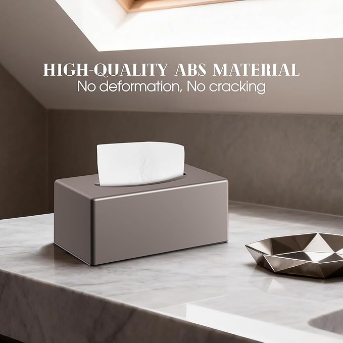 Y-in Hand Tissue Box Cover, Rectangular Facial Tissue Holder with Bottom, Decorative Storage Box for Bathroom Vanity, Toilet Tank, Car, Dressers, Night Stand, Rv, Parlors and Offices - Brown