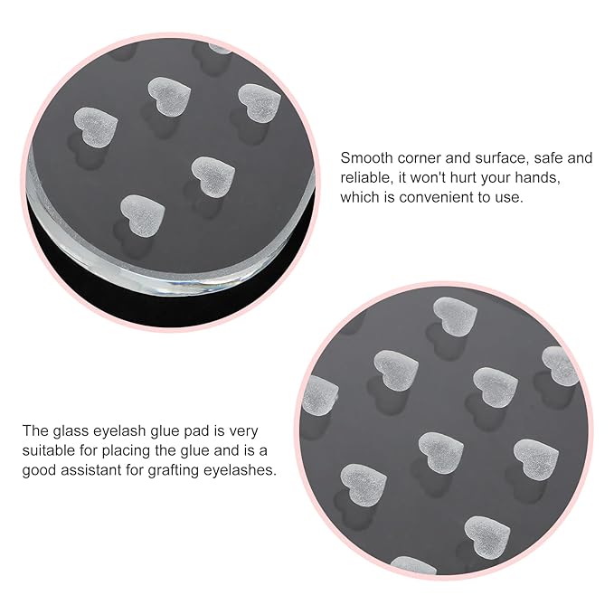 Beaupretty Glass Eyelash Extensions Tray Heart Shaped Lash Pallet Holder Strip Organizer Eyelash Extension Tool Transparent