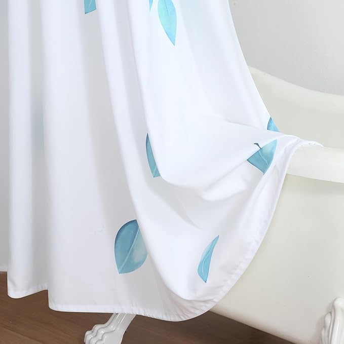 Fabric Shower Curtain 78 Inches Long, Blue Watercolor Eucalyptus Leaves Shower Curtain for Bathroom, 72" W x 78" H