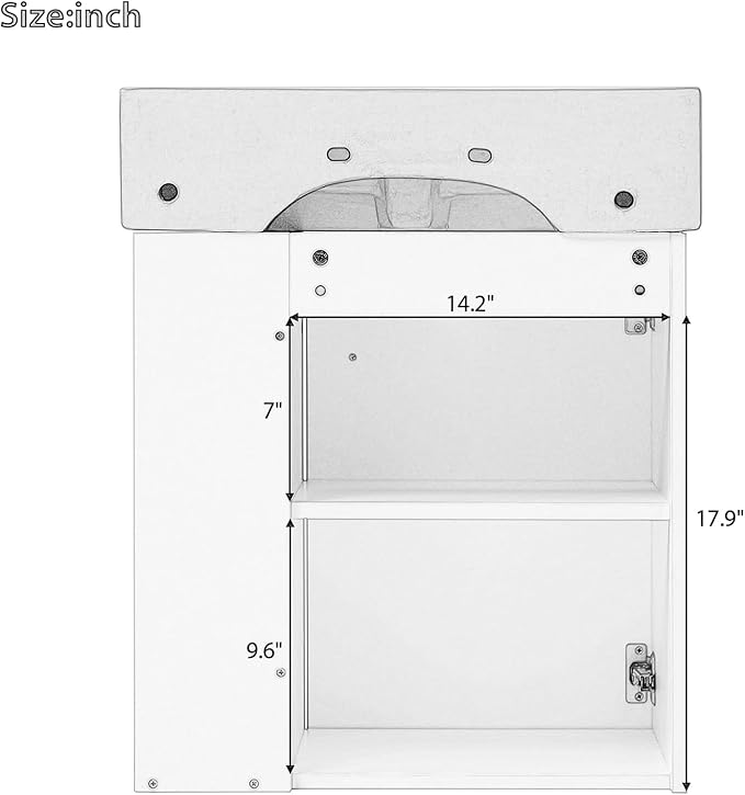 Virubi 21.6 in Floating Bathroom Vanity with Sink,Soft Closing Doors,Solid Wood Frame & MDF Modern Single Small Bathroom Vanity Cabinet with Open Shelf,Wall Mounted (Grey,Right Shelves)