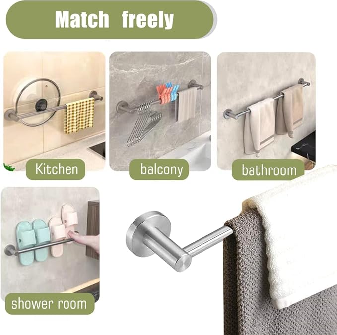 Retractable #304 Stainless Steel Towel Bar, Single bar or Double bar Optional,Adjustable Length from 16 inches to 28.9 Inches (Brushed Nickel, Single Towel Bar)