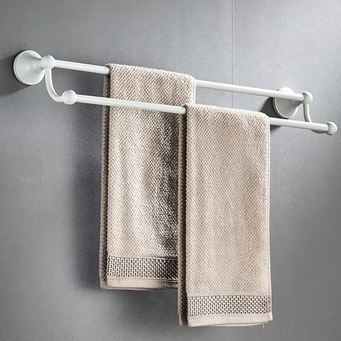 Angoily Wall Mounted Double Pole Towel Rack 21.65 Inch Bathroom Storage Shelf with Sturdy Brass Round Base for Bathrobe and Wash Cloth Holder