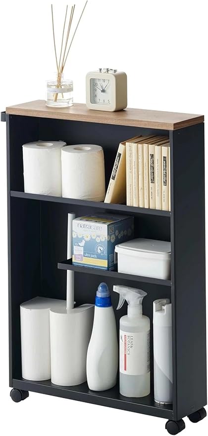 for Home Rolling Slim Bathroom Cart with Handle-Storage Shelf Organizer Rack, One Si