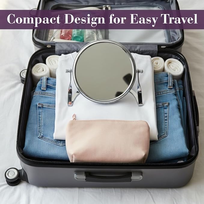 JERDON Small 5X Magnifying Mirror - 5.5" Makeup Mirror in Chrome Finish - Model MC113C