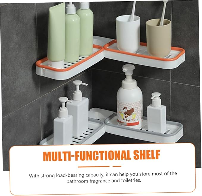 Cabilock 2Pcs Wall Mounted Bathroom Storage Racks Foldable Toiletry Shelf Holders Material Stylish Organizer for Shampoo Cosmetics and Items Grey