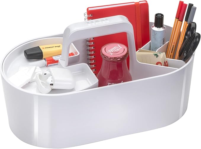HAN Toolbox Loft 1200-12 with 4 Compartments Removable Storage Tray and Carry Handle Snow White