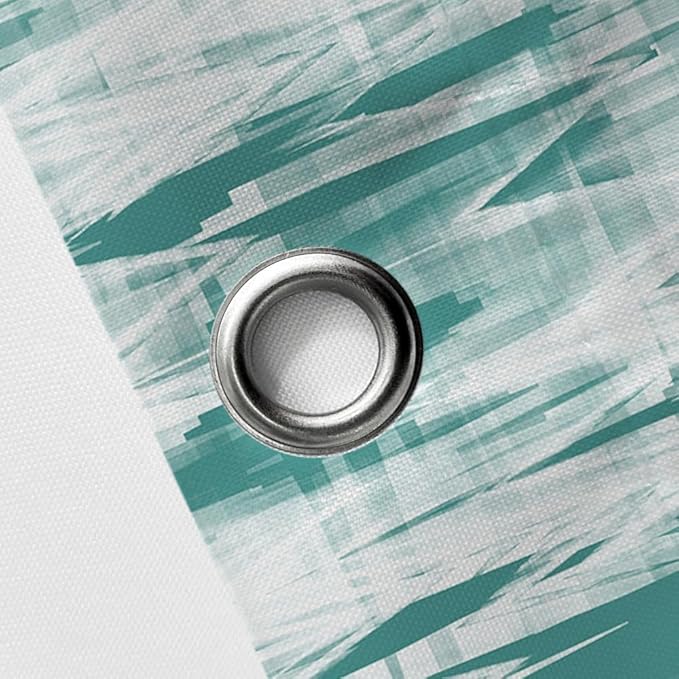 JAWO Teal Green Shower Curtain, Modern Abstract Pattern Machine Washable Home Bathroom Decorations, Aqua White Striped Wave Shower Curtain Set with Hooks Waterproof Fabric Bath Curtains Home Decor