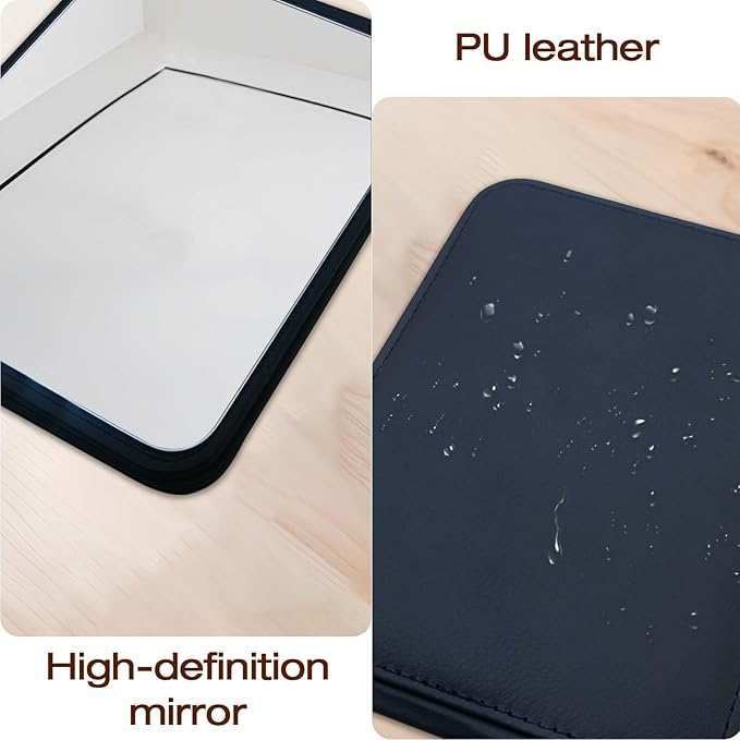 gogofree Foldable Desktop Mirror, 8" × 6" Adjustable Angle Makeup Mirror with Stand, Black Small Mirror for Travel Camping and Home (Black)