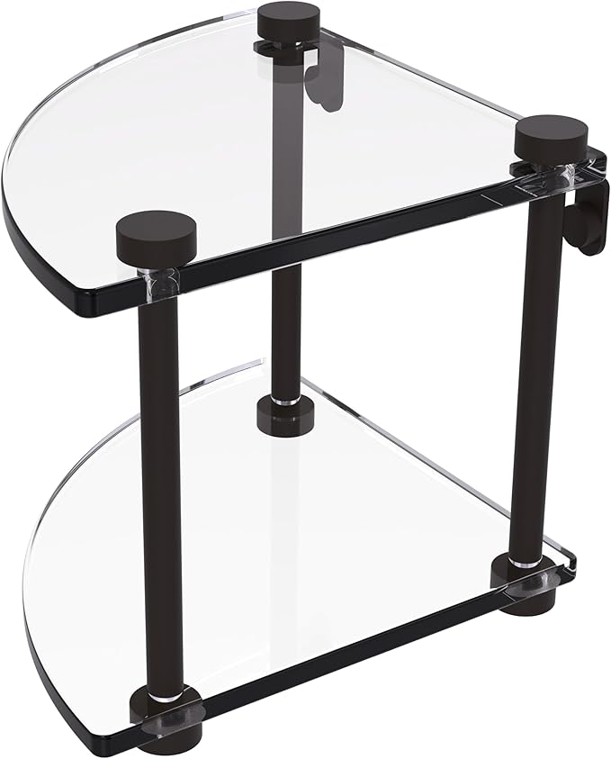 Allied Brass NS-3-ORB Two Tier Corner Glass Shelf, Oil Rubbed Bronze