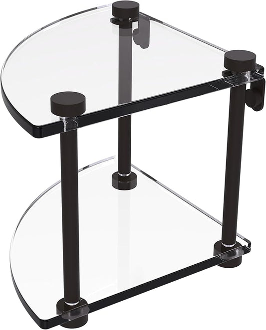 Allied Brass NS-3-ORB Two Tier Corner Glass Shelf, Oil Rubbed Bronze