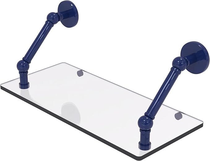Allied Brass P1000-1-18-MBL Prestige Skyline Collection 18 Inch Floating Glass Shelf, Mediterranean Blue
