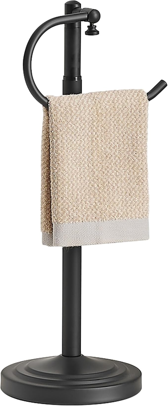 RFOUO Hand Towel Holder Stand,Standing Towel Racks for Bathroom,Hand Towel Holder for Bathroom Kitchen Vanity Countertops,Stainless Steel Adjustable Towel Bar 16.5-26 Inch(Matte Black)