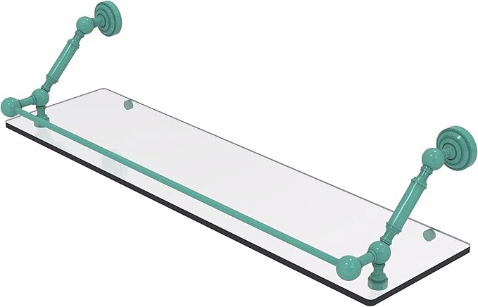 Allied Brass DT-1-30-GAL-SFG Dottingham 30 Inch Floating Glass Shelf with Gallery Rail, Sea Foam Green