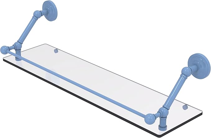 Allied Brass PQN-1-30-GAL-FTB Prestige Que New 30 Inch Floating Glass Shelf with Gallery Rail, Flat Troll Blue