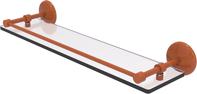 Allied Brass MC-1/22-GAL-ASP Monte Carlo 22 Inch Tempered Glass Shelf with Gallery Rail, Autumn Sparkle