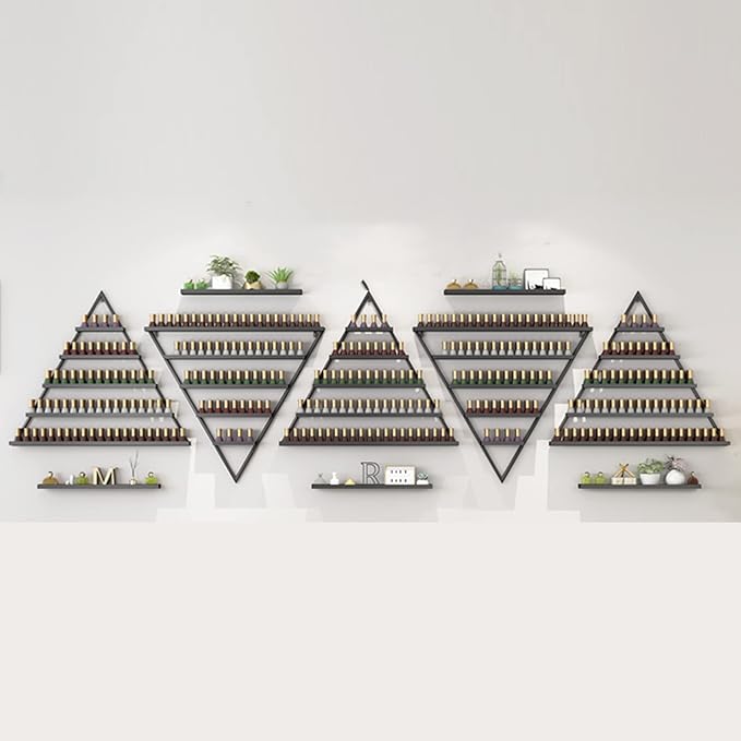 Nail Polish Rack Wall Mounted Perfume Organizer Shelves ,Triangle Nail Polish Metal Holder Essential Oil Display Case Shelf for Home Salon Business Spa, Cosmetics Bottles Storage Cabinet Spice Rack