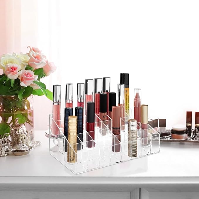 40 Grids Lipsticks Holder - Clear Acrylic Lipgloss Lipstick Organizer and Storage Display Case for Lip Gloss, Lipstick Tubes