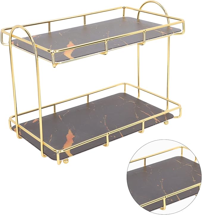 Bathroom Shelf 2 Tier Standing Storage Rack Cosmetic Holder Gold (l)