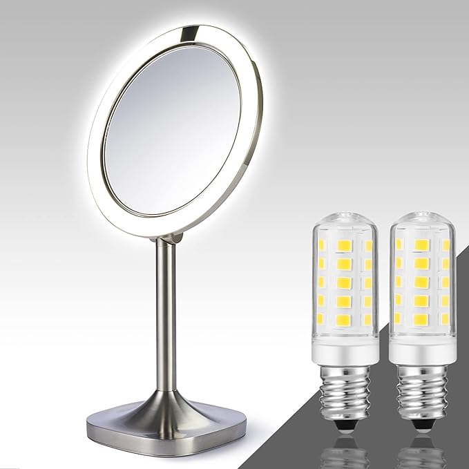 Double-Sided Mirror LED Bulb Dimmable for Conair illuminations Makeup Mirror Double Sided Illuminated Mirror Fits Jerdon Makeup Mirror Replaces, 2PCS (Warm White)