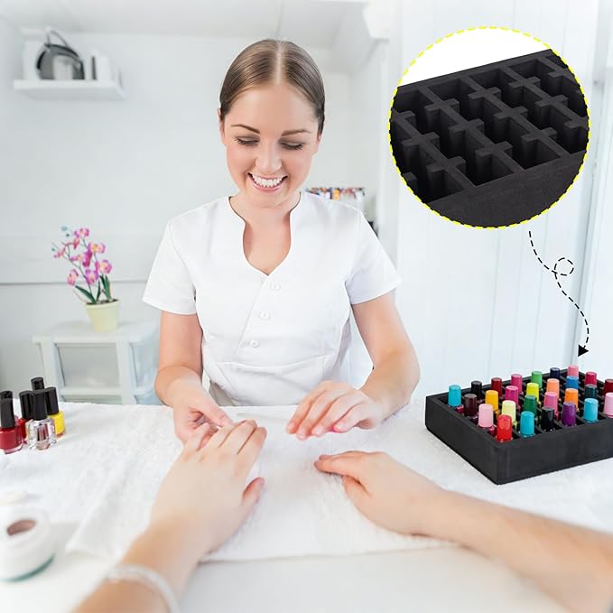 Nail Polish Drawer Organizer, Nail Polish Organizer Holder Foam Pad with Slots for Storage 28 Bottles Nail Polish or Essential Oil for Counter Vanity Dresser Desk Drawer
