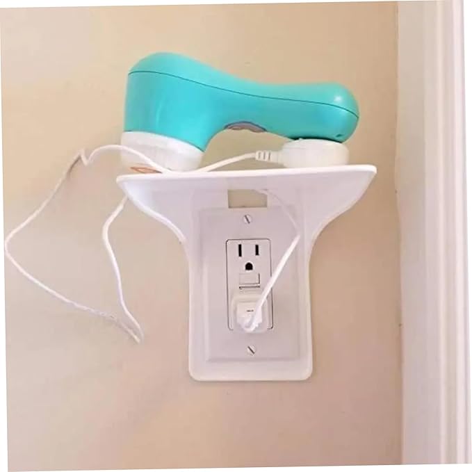 Outlet Shelf 2Pcs Wall Outlet Shelf 6.69x5.31x5.71In Multi-Function Plastic with Cord Storage for Bathroom, Kitchen, Bedrooms, Bathroom Counter Organizer
