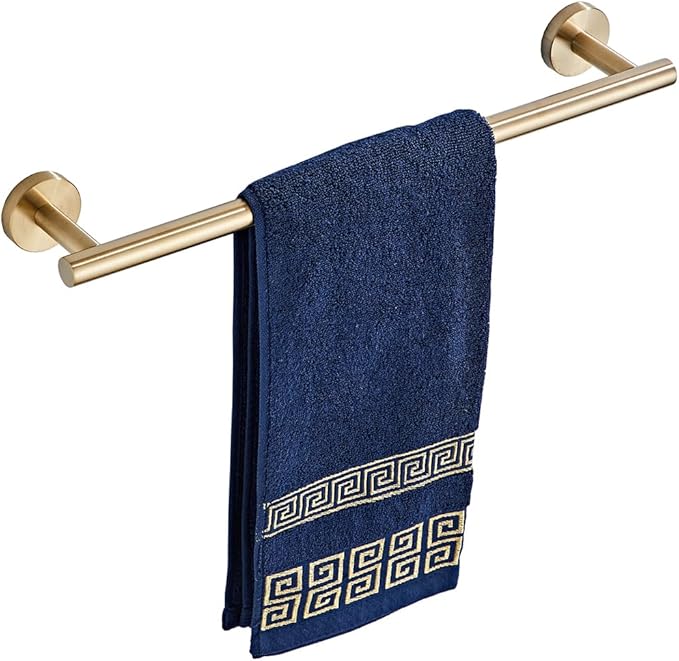 Bath Towel Bar, 12 Inch 304 Stainless Steel Thicken Towel Holder for Bathroom Wall, Towel Holder Brushed Gold Finished Wall Mount (Total Length 14-Inch)