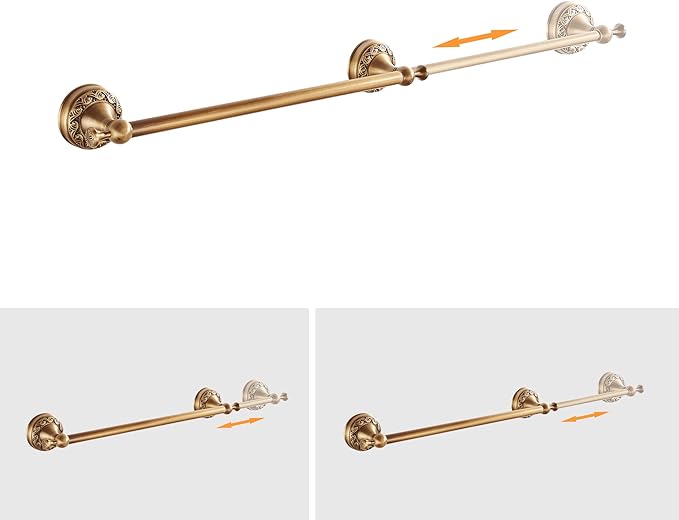 Antique Bronze Bathroom Hardware Set,Adjustable Towel Rack, Toilet Roll Paper Holder,Hand Towel Holder,Hook, Bathroom Accessories Set Wall Mounted （Carve Patterns）