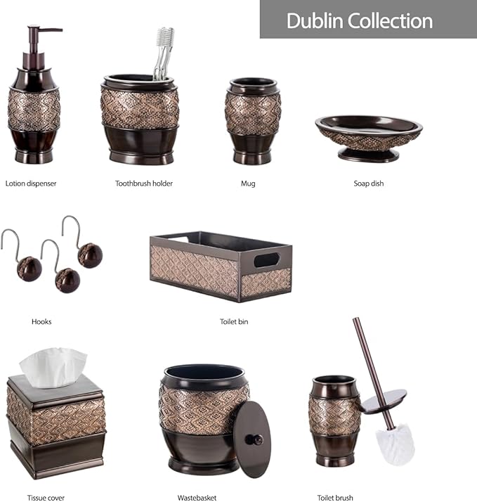 Creative Scents Dublin Brown Soap Dispenser for Bathroom - Decorative Lotion Dispenser with Durable Matching Pump for Countertop - Modern Liquid Soap Dispenser Holds 8 Oz.