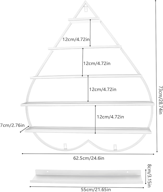 Nail Polish Display Racks 6pcs Metal Solid Color 5 Tiers Nail Polish Shelf Elegant Wall-Mounted Heart-Shaped Perfume Wall Shelf for Lipstick Perfume Nail Polish Essential (White)