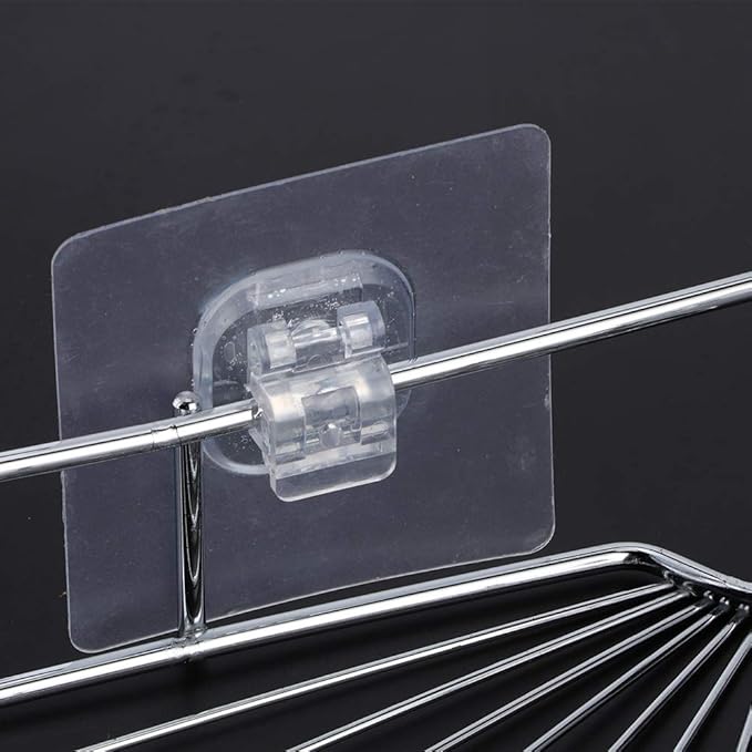Punch Stainless Steel Triangular Storage Shelf, Corner Bathroom Shelf Rack Organizer with Adhesive, Hollow Ventilated Design for Bathroom Kitchen Dormitory, Strong Viscosity