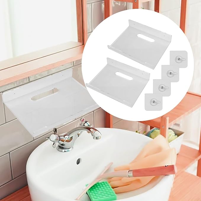Acrylic Wall Shelf Rack ?€? Punch- Mounting for Smooth Walls, No Drilling Required, Lightweight Storage for Living Room, Bathro(20 * 15 * 4cm)