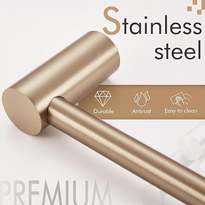KOKOSIRI Bathroom Hand Towel Rings 9-Inch Hand Towel Holder Wall Mounted Bathroom Hardware Accessories Champagne Bronze Stainless Steel, B4007CPG-L9