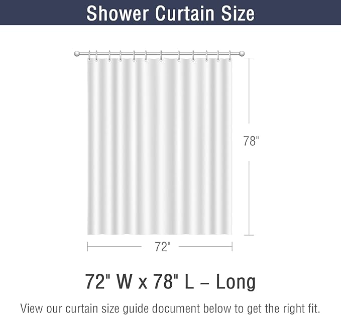 Gibelle Long Shower Curtain 72 x 78, Tall Black Ombre Shower Curtain for Bathroom, Waffle Weave Fabric Shower Curtain Set with Hooks, Water Repellent, Machine Washable