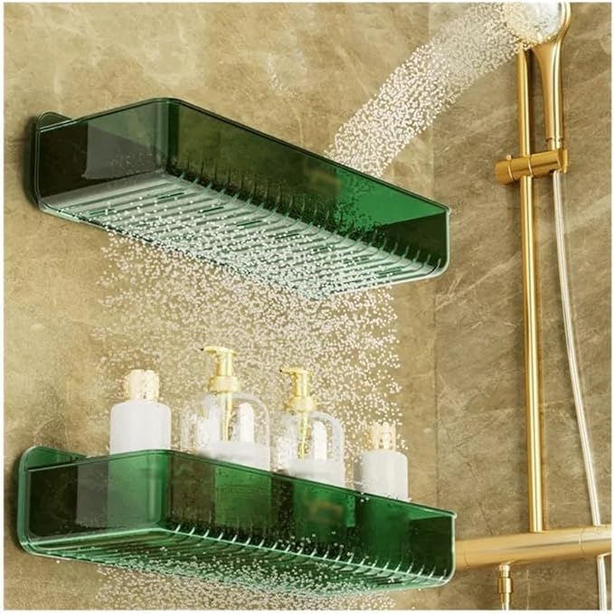 Bathroom Shelves Storage Rack for Household Bathroom Storage Rack Single Layer Plastic Wall Storage Rack Storage Rack for Cosmetics Toiletries and Supplies That Do Not Need to Be Perforated on the Wal