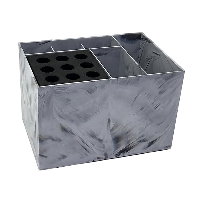 Generic Salon Organizer Hairdressing Tool Storage Box, Detachable Brush Combs, Hair Brush Holder, Grooming Storage Box for Hotel, light marble pattern