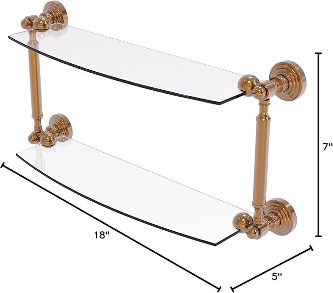 Allied Brass WP-34/18-BBR Waverly Place Collection 18 Inch Two Tiered Glass Shelf, Brushed Bronze