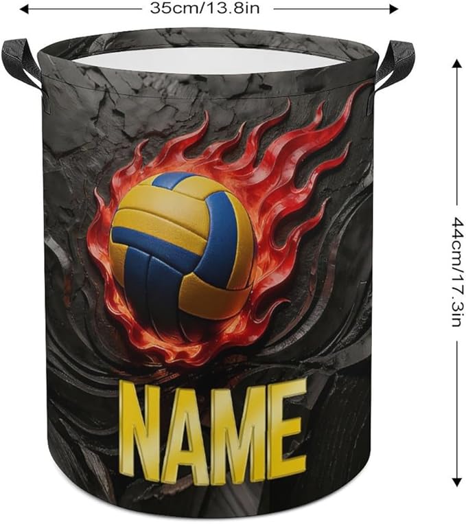 Personalized Volleyball Laundry Hamper Custom Name Funny Dirty Clothes Laundry Basket Portable Storage Basket For Home Bathroom Family Volleyball Lovers Xmas Birthday (style 18)