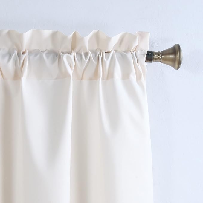 Aubrey Brown Classic Beige Pinted Cream Window Curtain Pair,Modern Ivory 2 Panels Set,Each 42" W x 63" L and Total 84" Wide and 63" Long