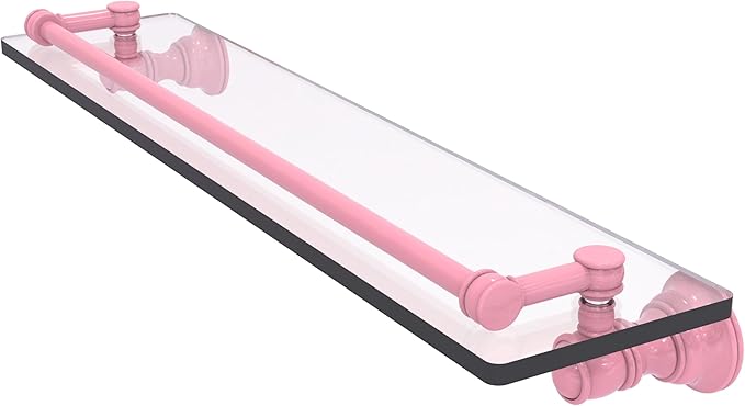 Allied Brass CL-1-22-GAL-PNK Carolina Collection 22 Inch Glass Shelf with Gallery Rail, Pink