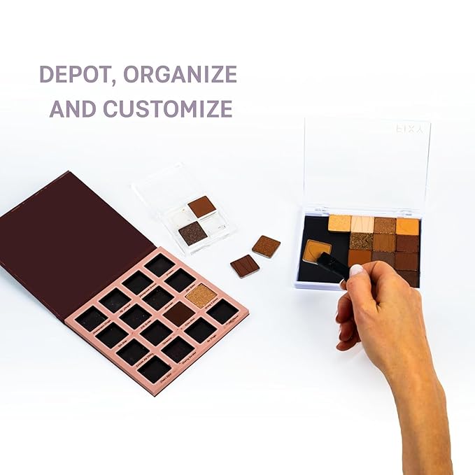 FIXY Empty Magnetic Makeup Palette Set of 3 (4.8"x4.0") and 20 Magnetic Metal Round Pans of 27mm | Travel Friendly Empty Palette | Depotting, Organizing Eyeshadow, Blush, Foundation and Face Powder