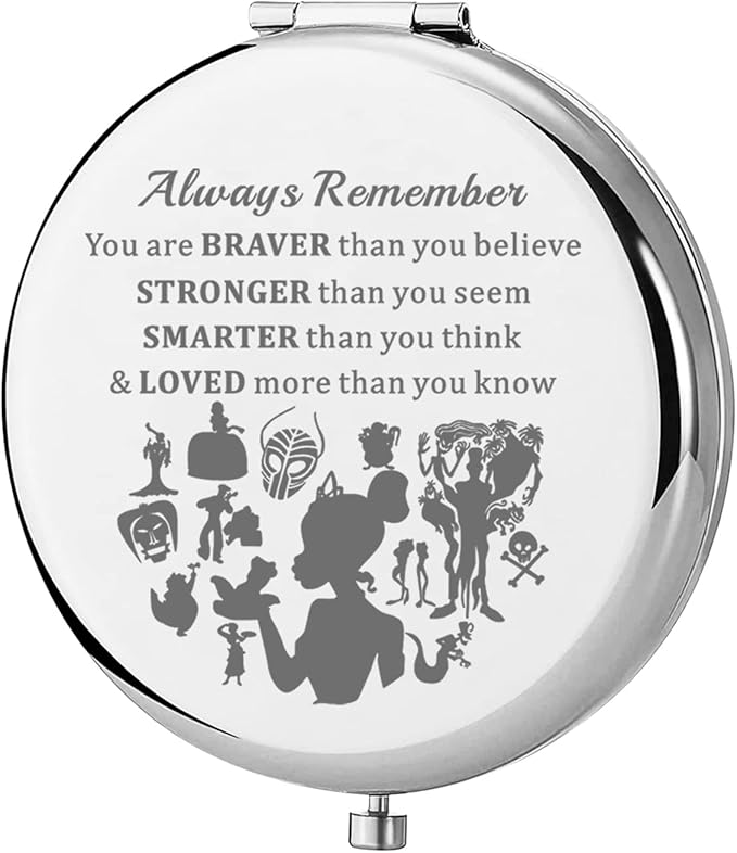 KEYCHIN Frog Princess Pocket Mirror Princess Fairytale Fans Gifts Always Remember You are Braver Stronger Smarter Than You Think Compact Makeup Mirror (Frog Princess Mirror-S)
