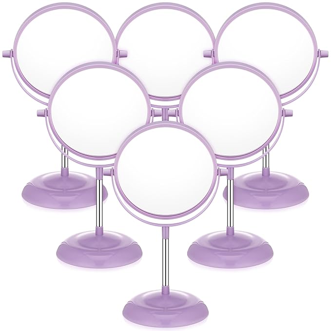 DoubleFill 6 Pcs Spa Party Mirrors Gifts Sleepover Party Favors Make up Table Mirror for Women Girls Mothers Day Accessory Sleepover Supplies Bridesmaid Gifts Slumber Birthday Favors(Purple)