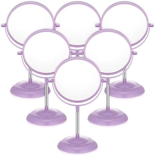 DoubleFill 6 Pcs Spa Party Mirrors Gifts Sleepover Party Favors Make up Table Mirror for Women Girls Mothers Day Accessory Sleepover Supplies Bridesmaid Gifts Slumber Birthday Favors(Purple)