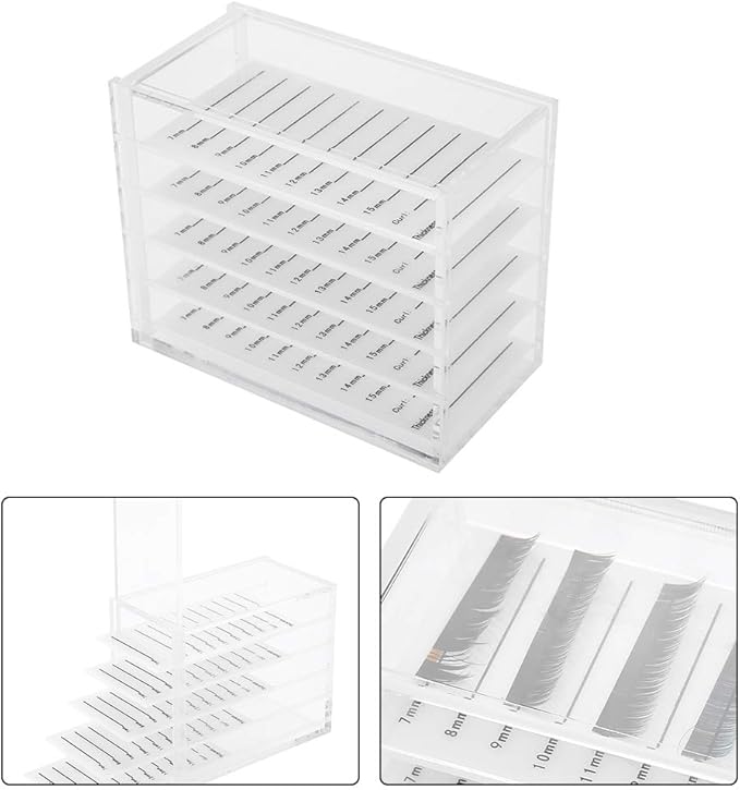 5-Layer Acrylic Plastic Eyelash Storage Box, Transparent, Minimalist Style, Beauty Salon, Bathroom, Dressing Table Organizer
