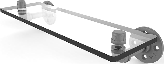 Allied Brass P-400-16-GS Pipeline Collection 16 Inch Glass Shelf, Matte Gray