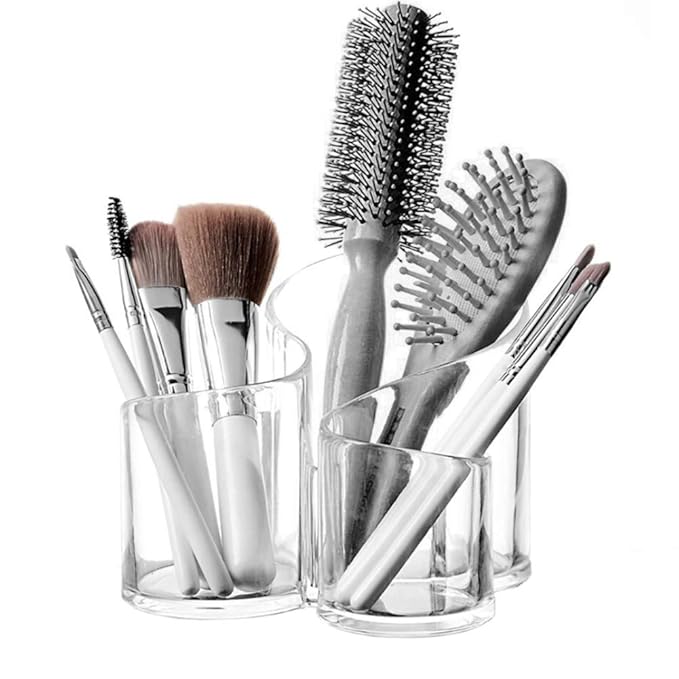 PMLAND Large Wavy Acrylic Makeup Brush and Cosmetic Holder