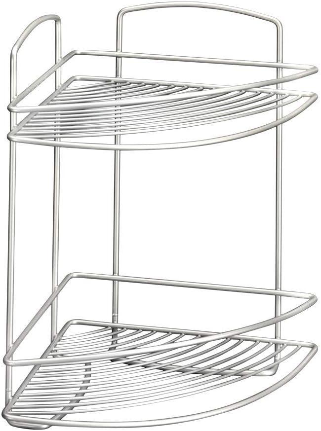 Metaltex Onda 2-Tier Corner Bathroom Shelf, Silver