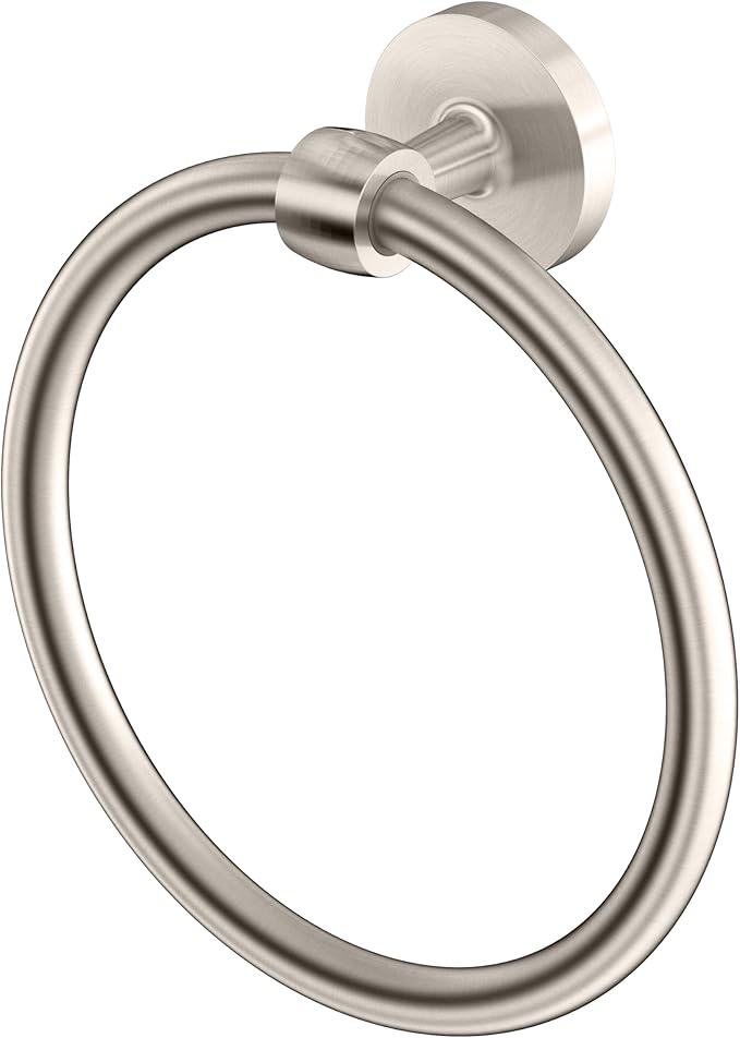 Gatco 5212SN Gibson Towel Ring | Modern Hand Towel Holder for Bathroom | Stylish Decorative Hardware, Heavy Duty Metal, EZ Ancor Mounting | Satin Nickel Finish