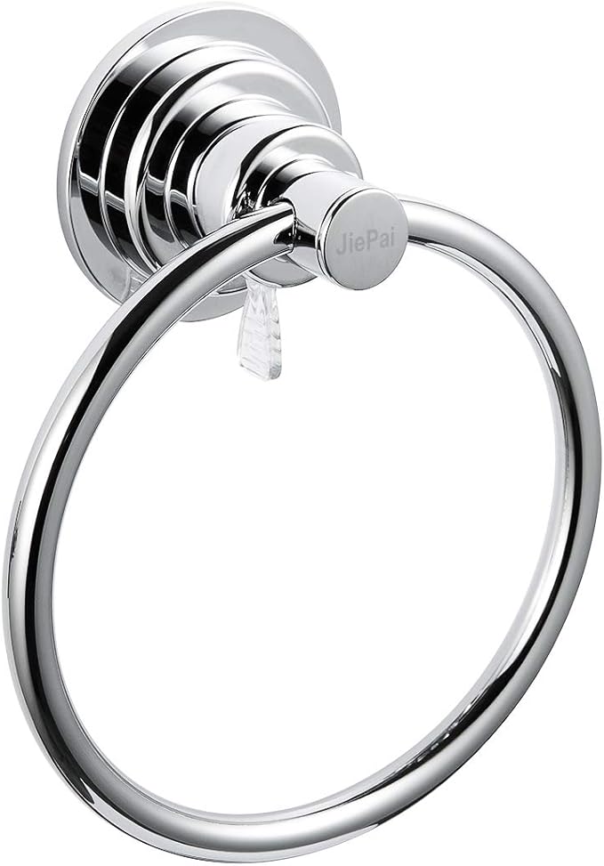 JiePai Drill Free Powerful Vacuum Suction Cup Towel Ring Shower Washcloth Hand Towel Round Holder